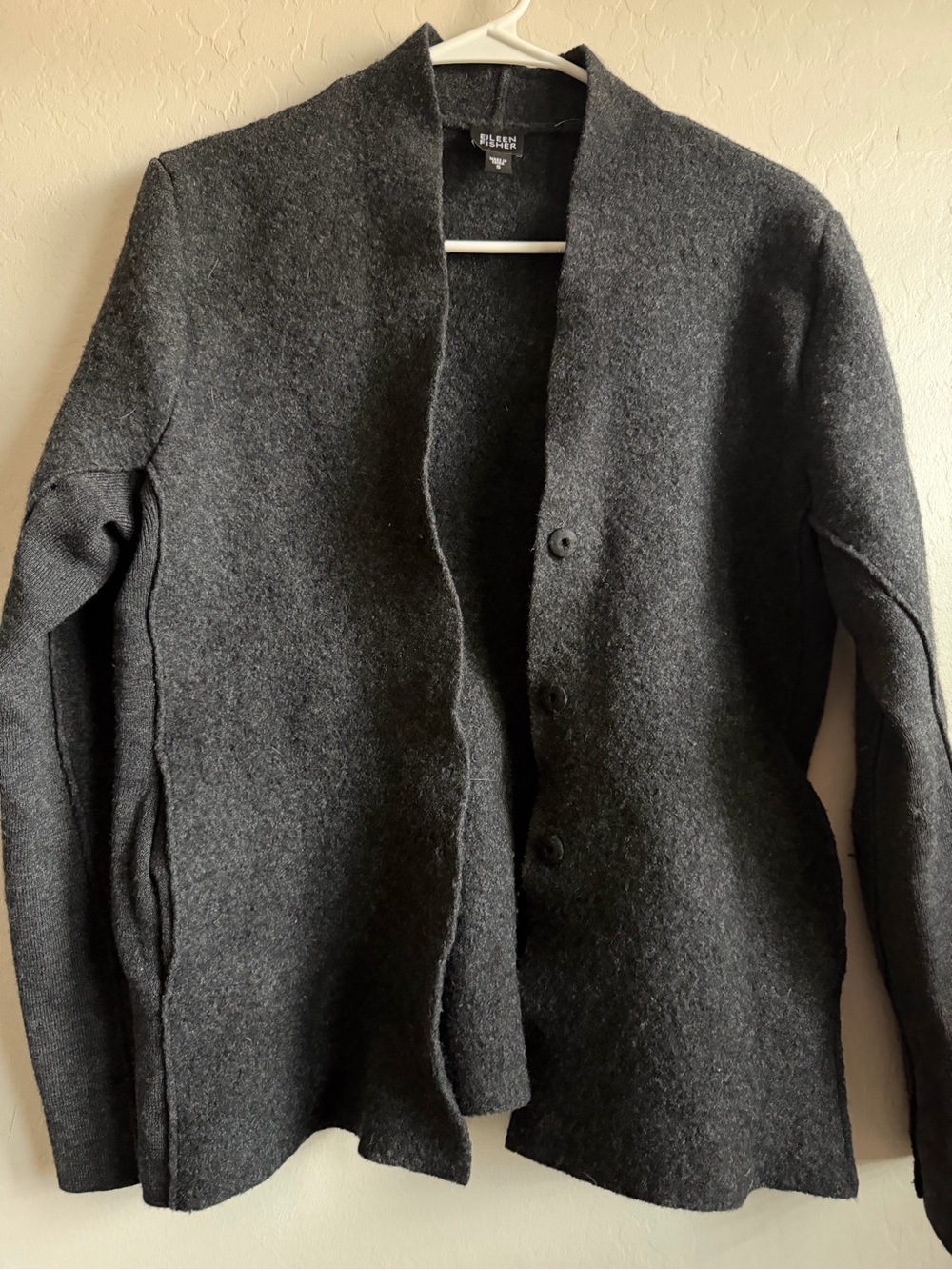 Eileen Fisher Charcoal Gray Wool-Blend Pea Coat